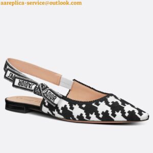 Replica Dior J'Adior Slingback Ballerina Flats In Black Houndstooth Embroidery