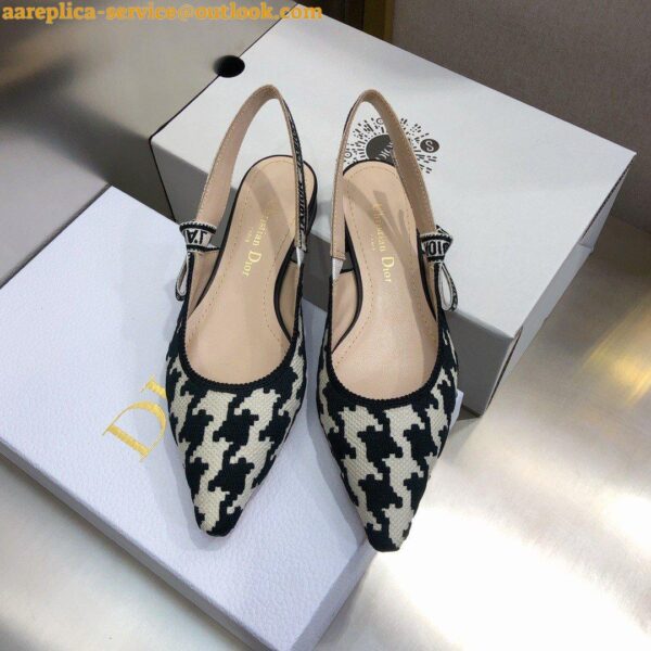 Replica Dior J'Adior Slingback Ballerina Flats In Black Houndstooth Embroidery 5