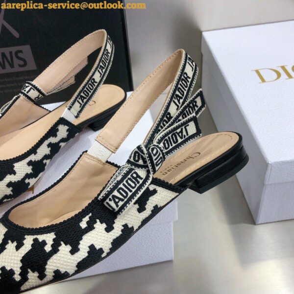 Replica Dior J'Adior Slingback Ballerina Flats In Black Houndstooth Embroidery 4