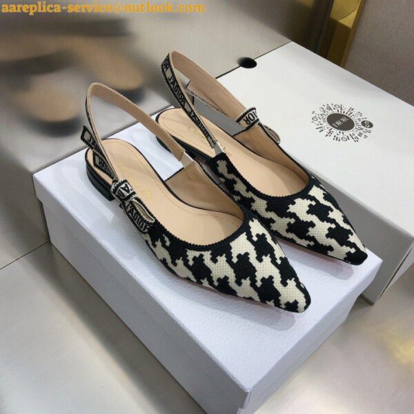 Replica Dior J'Adior Slingback Ballerina Flats In Black Houndstooth Embroidery 6