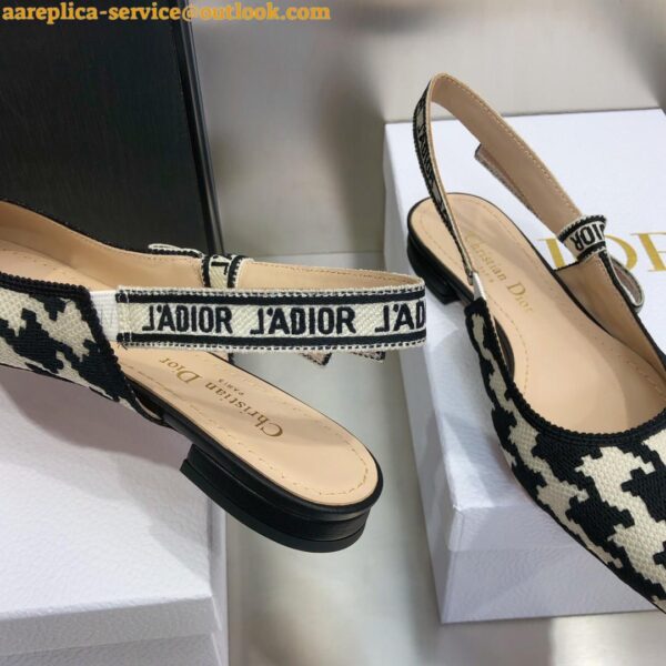 Replica Dior J'Adior Slingback Ballerina Flats In Black Houndstooth Embroidery 7