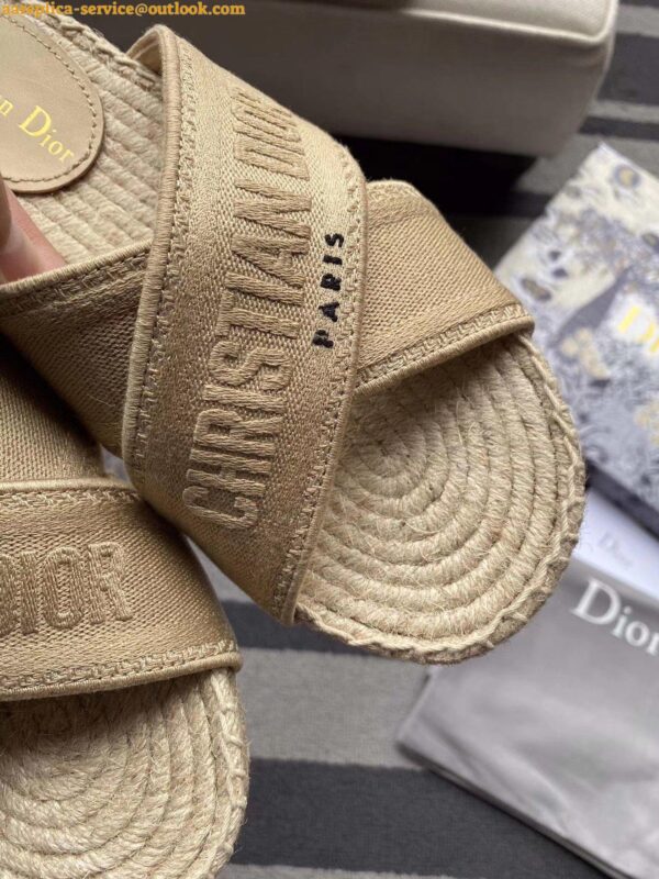 Replica Dior Granville Espadrilles Sandals In Beige Embroidered Cotton 23