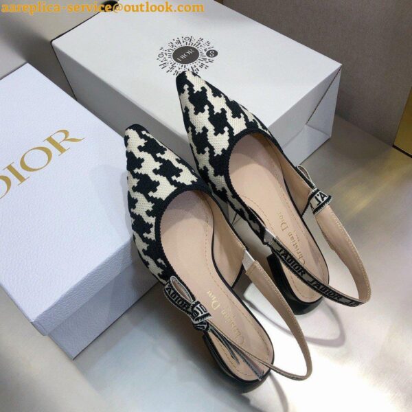 Replica Dior J'Adior Slingback Ballerina Flats In Black Houndstooth Embroidery 9