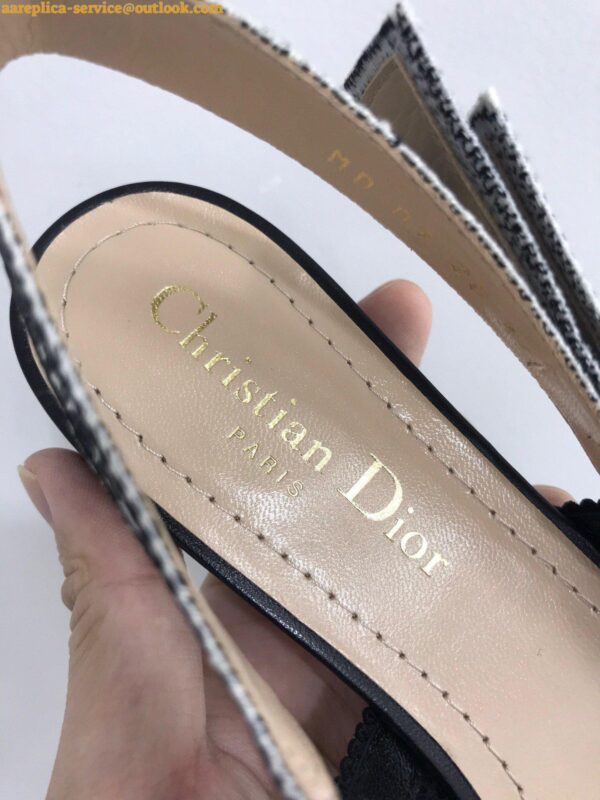 Replica Dior J'Adior Slingback Ballerina Flats In Black Mesh Cannage Embroidery 4