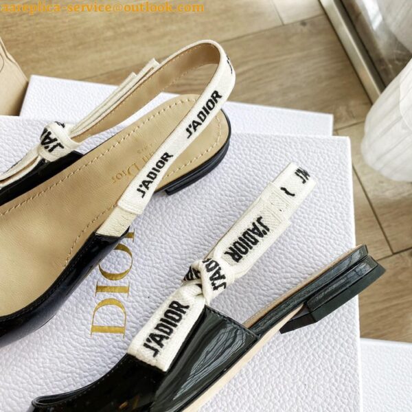 Replica Dior J'Adior Slingback Ballerina Flats In Black Patent Leather 3