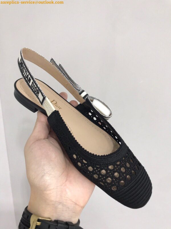 Replica Dior J'Adior Slingback Ballerina Flats In Black Mesh Cannage Embroidery 9