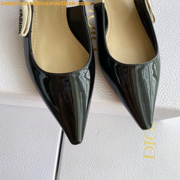 Replica Dior J'Adior Slingback Ballerina Flats In Black Patent Leather 5