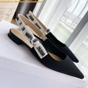 Replica Dior J'Adior Slingback Ballerina Flats In Black Technical Canvas