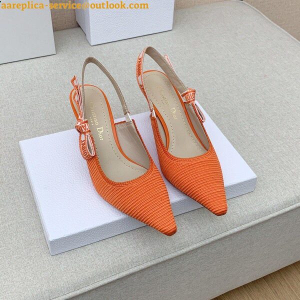 Replica Dior J'Adior Slingback Pumps 65mm In Orange Cotton Embroidery 2