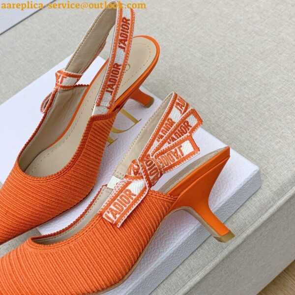 Replica Dior J'Adior Slingback Pumps 65mm In Orange Cotton Embroidery 4