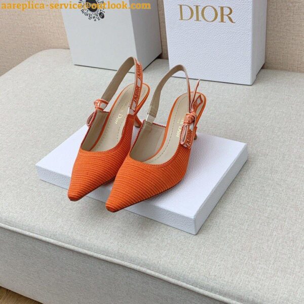 Replica Dior J'Adior Slingback Pumps 65mm In Orange Cotton Embroidery 5