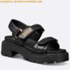 Replica Dior D-Fame Heeled Sandals In Black Pleated Lambskin