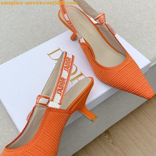 Replica Dior J'Adior Slingback Pumps 65mm In Orange Cotton Embroidery 7