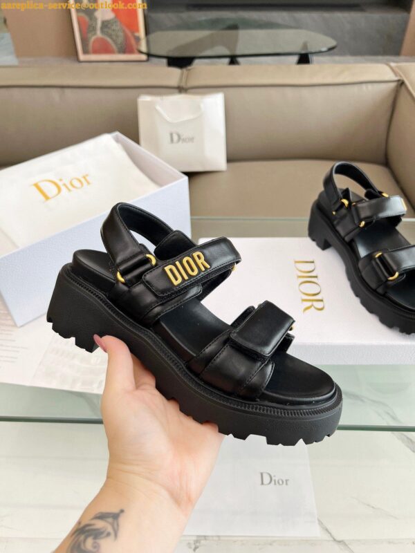 Replica Dior Dioract Platform Sandals in Black Lambskin 6