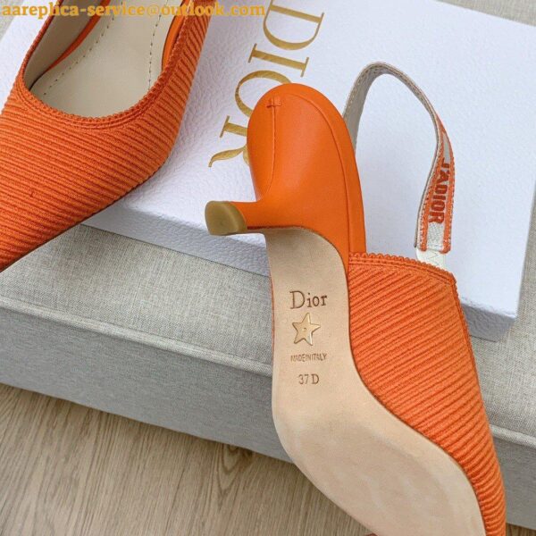 Replica Dior J'Adior Slingback Pumps 65mm In Orange Cotton Embroidery 9