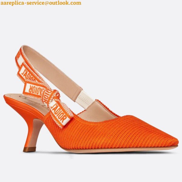 Replica Dior J'Adior Slingback Pumps 65mm In Orange Cotton Embroidery 10