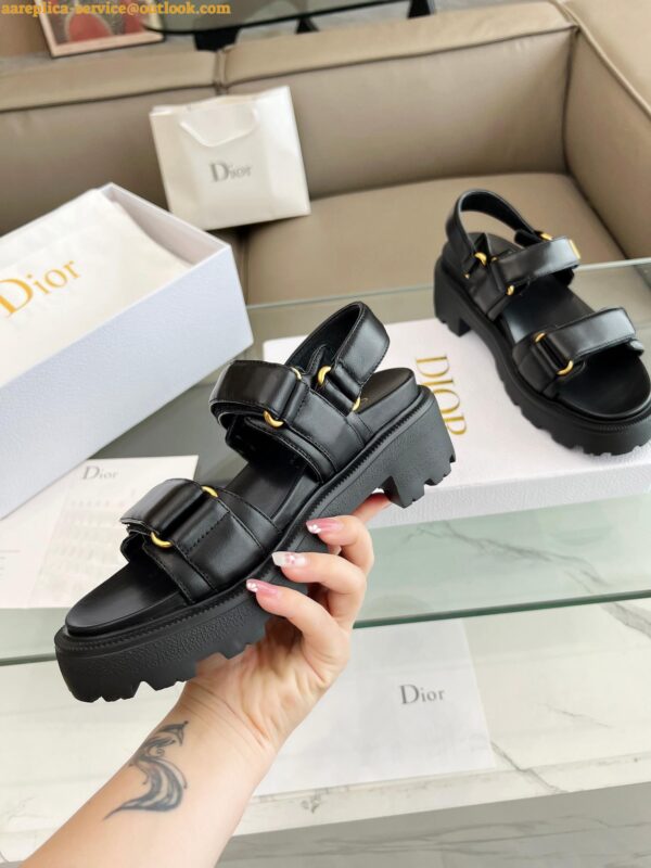 Replica Dior Dioract Platform Sandals in Black Lambskin 6