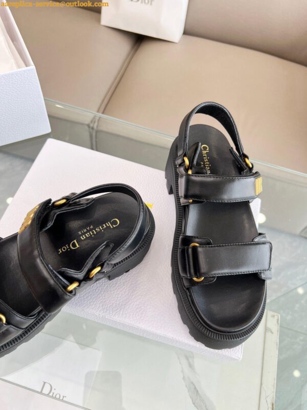 Replica Dior Dioract Platform Sandals in Black Lambskin 7