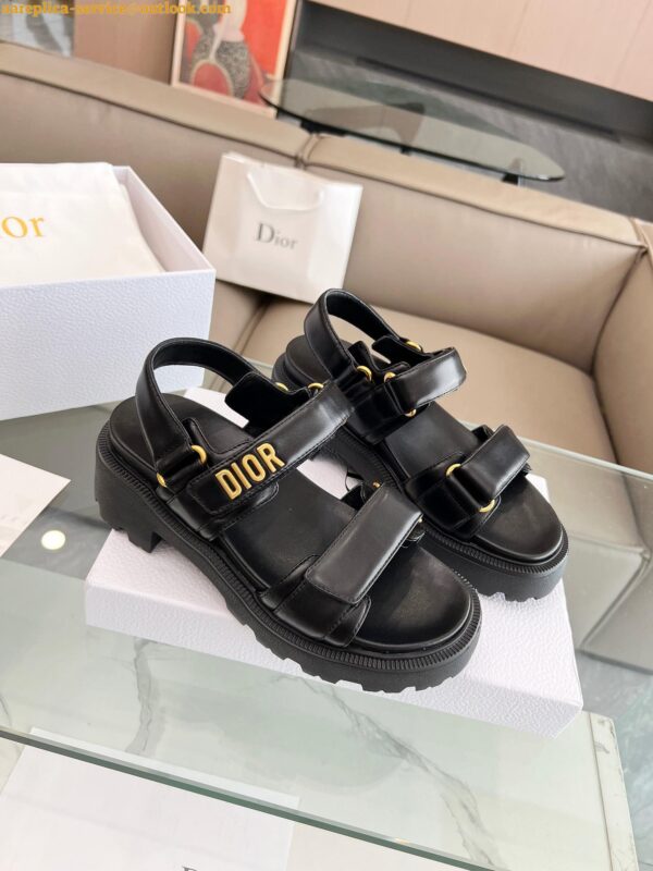 Replica Dior Dioract Platform Sandals in Black Lambskin 9