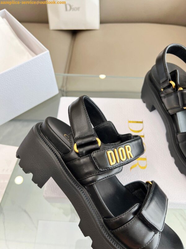 Replica Dior Dioract Platform Sandals in Black Lambskin 10