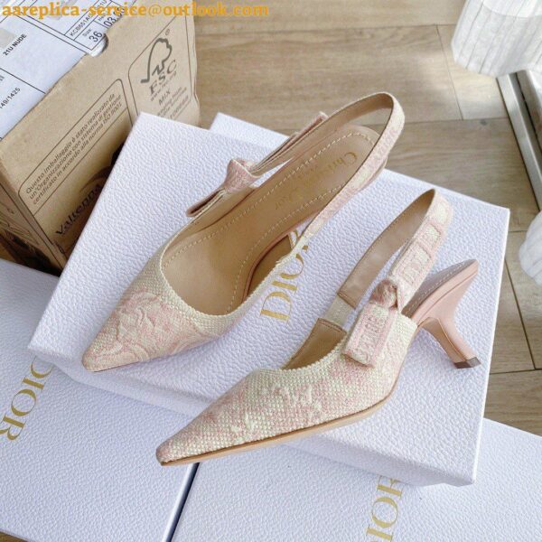 Replica Dior J'Adior Slingback Pumps 65mm In Pink Toile de Jouy Cotton 5