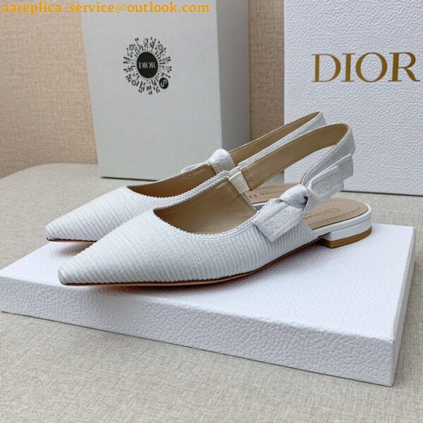 Replica Dior J'Adior Slingback Ballerina Flats In White Technical Canvas