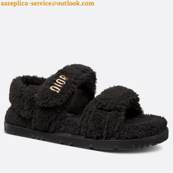 Replica Dior Dioract Sandals In Black Shearling 3