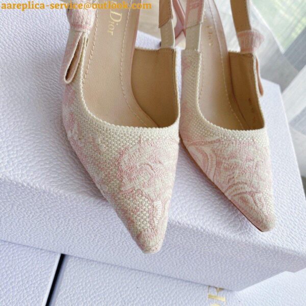 Replica Dior J'Adior Slingback Pumps 65mm In Pink Toile de Jouy Cotton 7