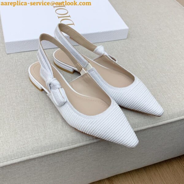 Replica Dior J'Adior Slingback Ballerina Flats In White Technical Canvas 3