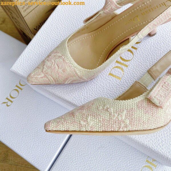 Replica Dior J'Adior Slingback Pumps 65mm In Pink Toile de Jouy Cotton 8