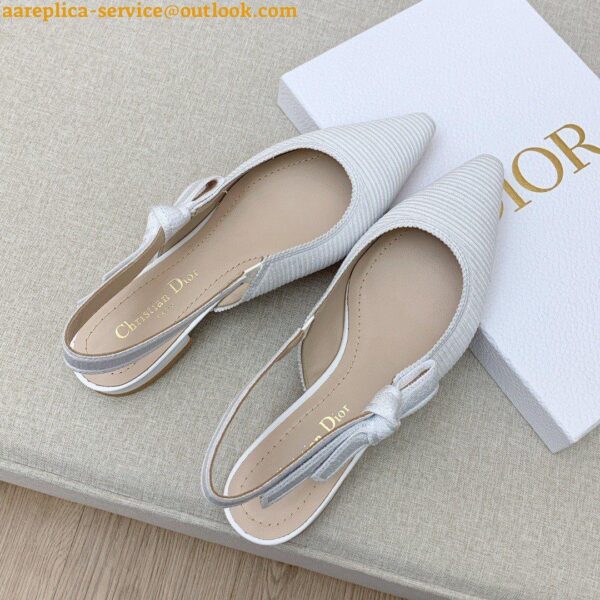 Replica Dior J'Adior Slingback Ballerina Flats In White Technical Canvas 5