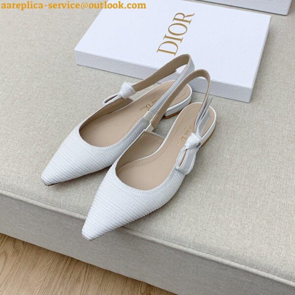 Replica Dior J'Adior Slingback Ballerina Flats In White Technical Canvas 6