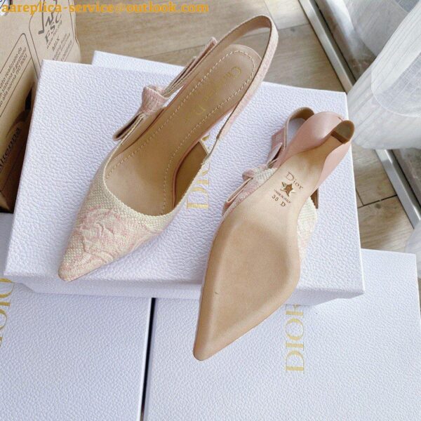 Replica Dior J'Adior Slingback Pumps 65mm In Pink Toile de Jouy Cotton 10