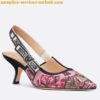 Replica Dior J'Adior Slingback Pumps 65mm In Rosa Mutabilis Embroidered Cotton 2