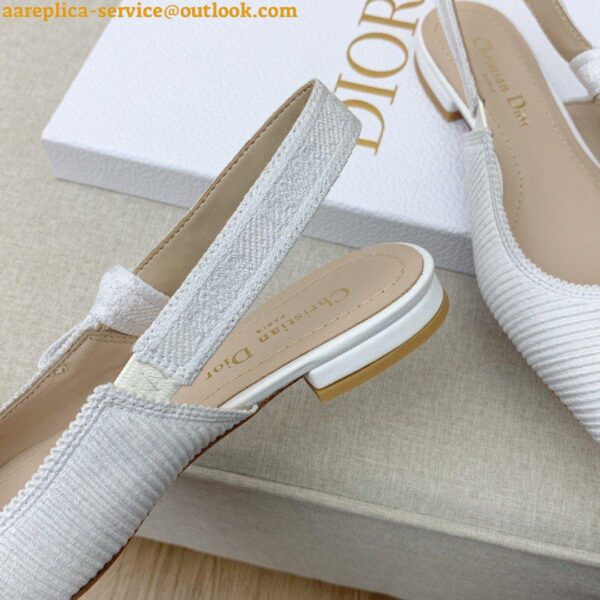 Replica Dior J'Adior Slingback Ballerina Flats In White Technical Canvas 8