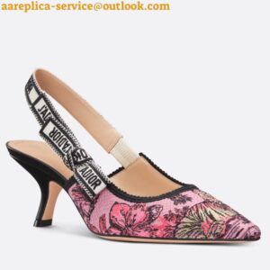 Replica Dior J'Adior Slingback Pumps 65mm In Pink Toile de Jouy Voyage Motif 2