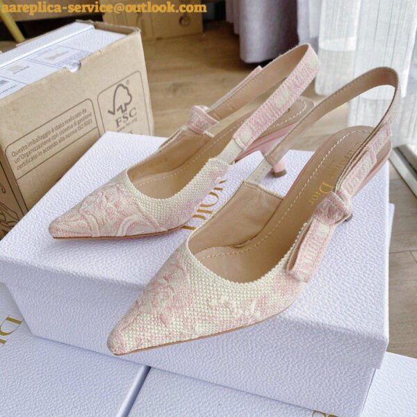 Replica Dior J'Adior Slingback Pumps 65mm In Pink Toile de Jouy Cotton 11