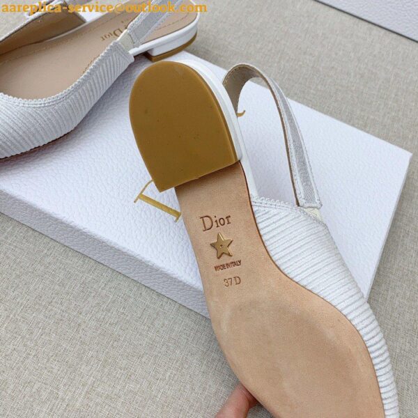 Replica Dior J'Adior Slingback Ballerina Flats In White Technical Canvas 9