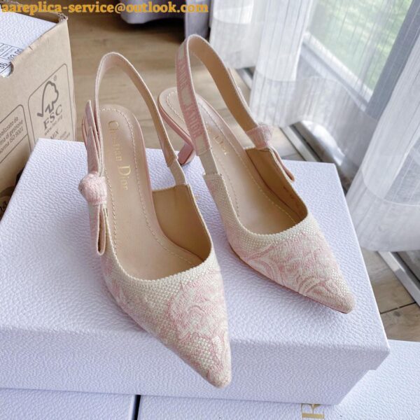 Replica Dior J'Adior Slingback Pumps 65mm In Pink Toile de Jouy Cotton 12