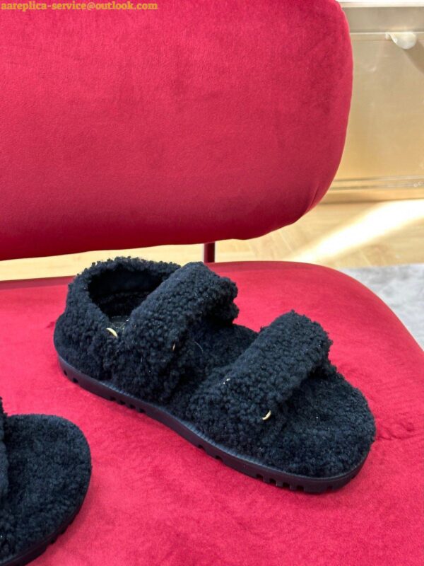 Replica Dior Dioract Sandals In Black Shearling 7