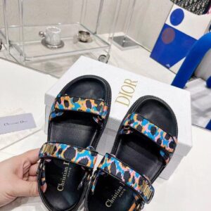 Replica Dior DiorAct Sandals In Blue Multicolor Mizza Printed Silk