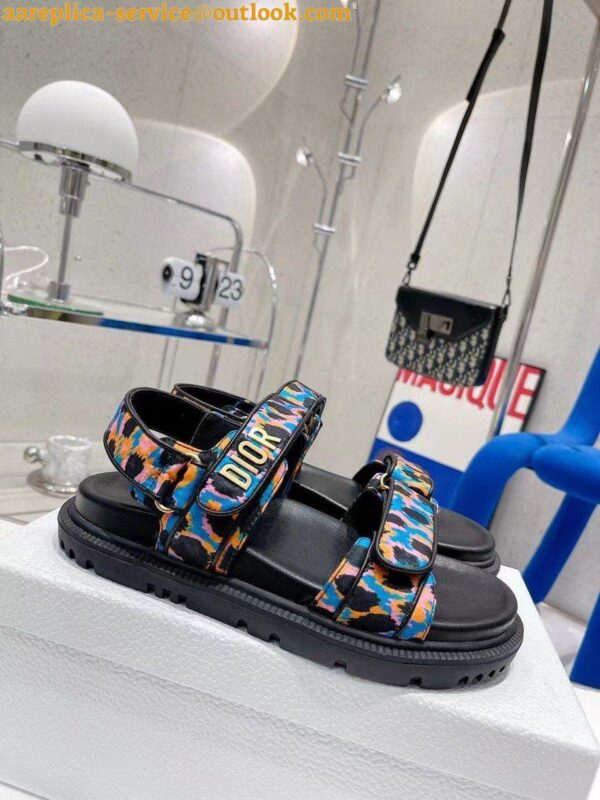 Replica Dior DiorAct Sandals In Blue Multicolor Mizza Printed Silk 5