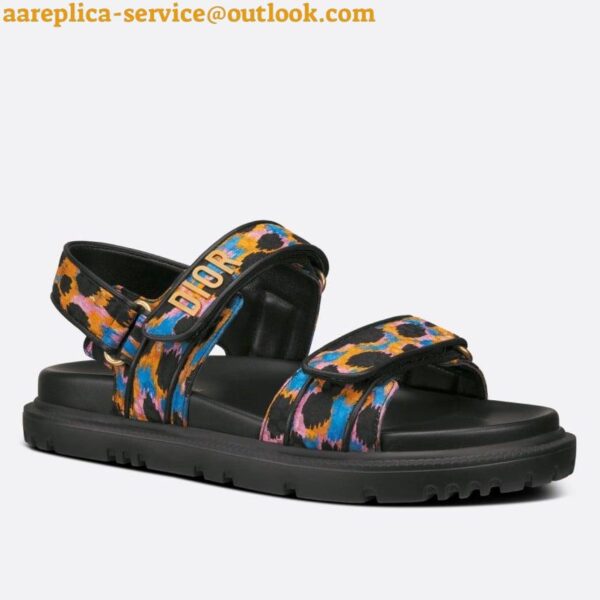 Replica Dior DiorAct Sandals In Blue Multicolor Mizza Printed Silk 4