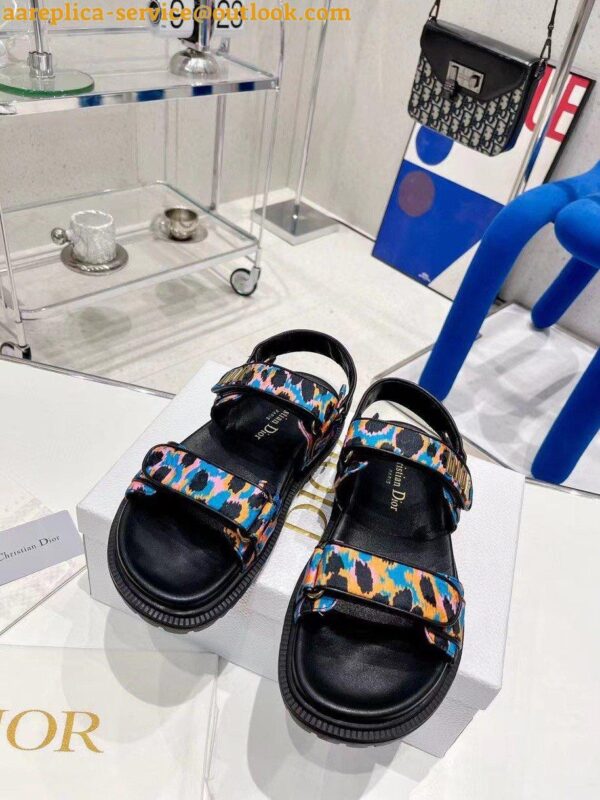 Replica Dior DiorAct Sandals In Blue Multicolor Mizza Printed Silk 8