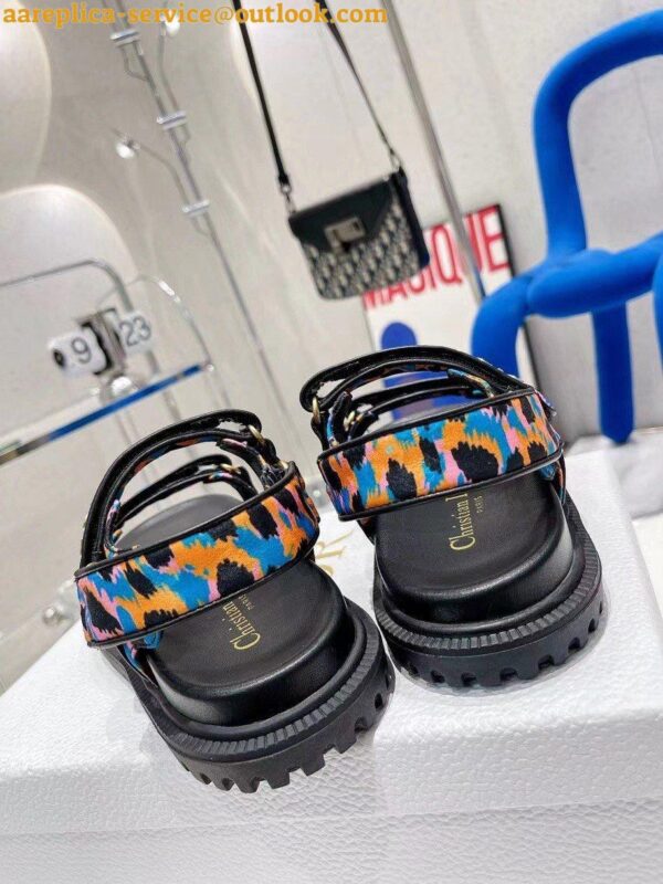 Replica Dior DiorAct Sandals In Blue Multicolor Mizza Printed Silk 7