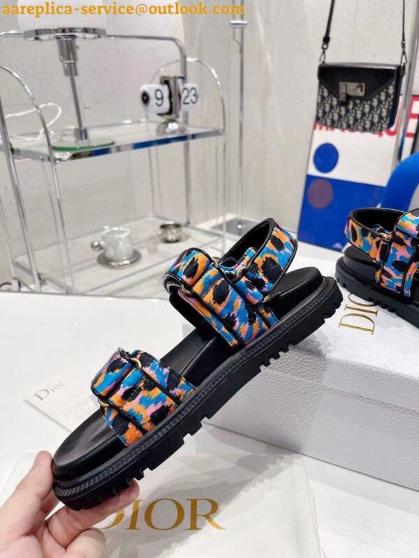 Replica Dior DiorAct Sandals In Blue Multicolor Mizza Printed Silk 10