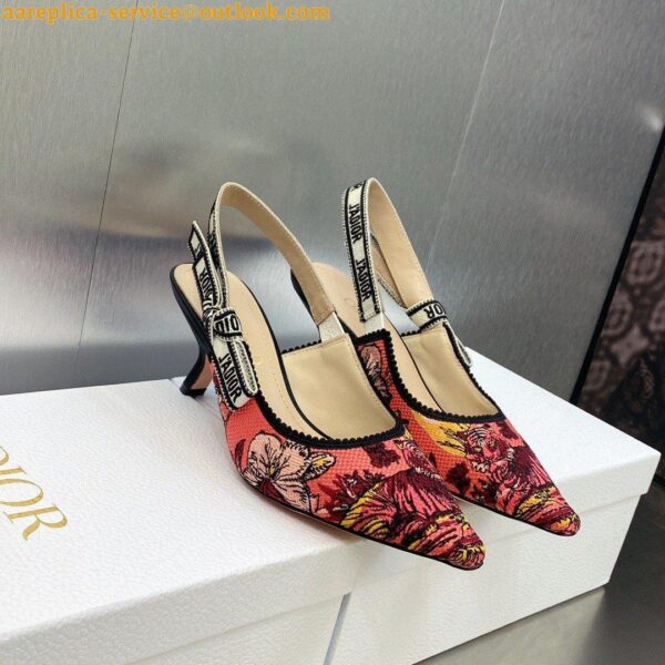 Replica Dior J'Adior Slingback Pumps 65mm In Pink Toile de Jouy Voyage Motif 14