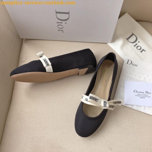 Replica Dior Miss J'Adior Ballerina Flats In Black Technical Canvas 5