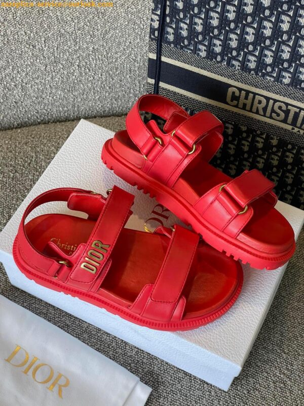 Replica Dior DiorAct Sandals In Red Lambskin 5