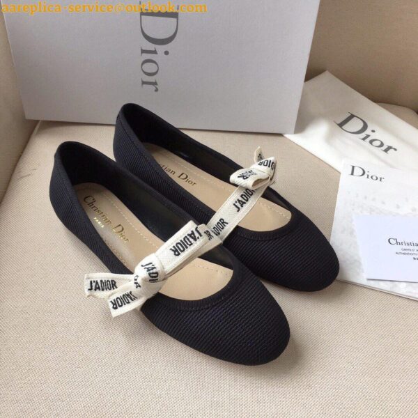 Replica Dior Miss J'Adior Ballerina Flats In Black Technical Canvas 6